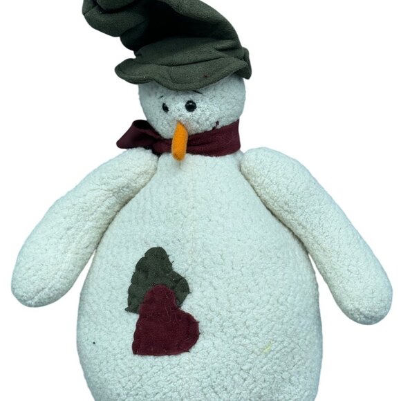 Sugarloaf Creations Plush Snowman With Green Hat & Hearts Accent 13" Tall READ - Picture 1 of 7